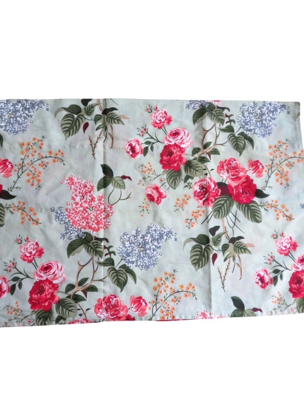 Vintage Floral Valance Light Green Background 78"x20.5" Cotton-Poly Blend